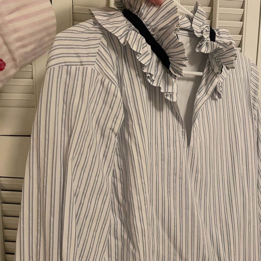 Striped Ruffle Collar Dress - Picture 2 of 4